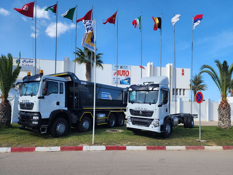 Sousse International Auto Show, SINOTRUK TX 8X4 tipper and 4X2 cargo chassis